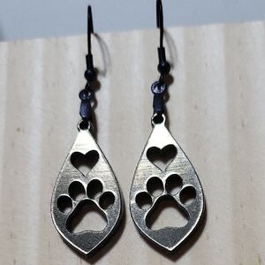 Dog Paw Heart Earrings
